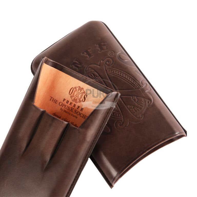 Source The Opusx Society NOBUK Spanish Leather and Chocolate 3 Cigar Case - Image 2