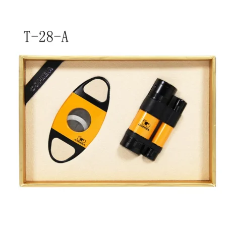 COHIBA 50 WINDPROOF 3 TORCH JET FLAME CIGAR LIGHTER SET (YELLOW)
