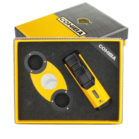 COHIBA CIGAR LIGHTER CUTTER SET WINDPROOF TORCH JET FLAME