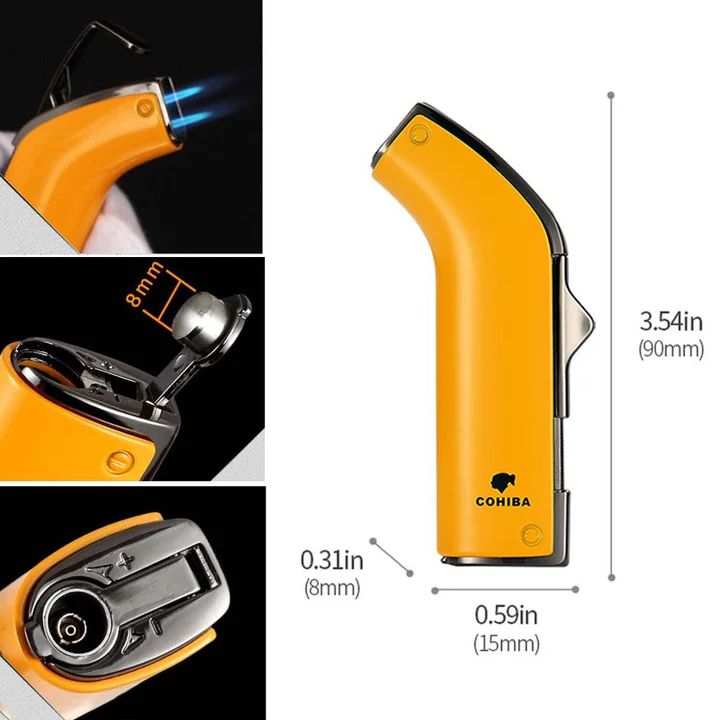 COHIBA WINDPROOF 2 TORCH JET FLAME CIGAR LIGHTER CUTTER SET - Image 3
