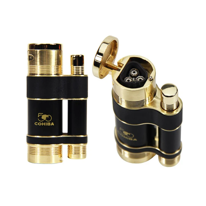 COHIBA 50 WINDPROOF 3 TORCH JET FLAME CIGAR LIGHTER SET (BLACK) - Image 3