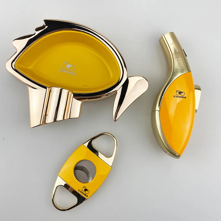 COHIBA 50 CIGAR ASHTRAY CUTTER LIGHTER CIGAR ACCESSORIES SET