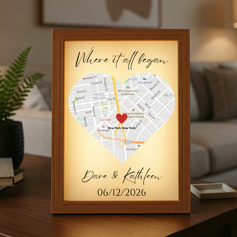 Customized Couple’s Where We Met Map